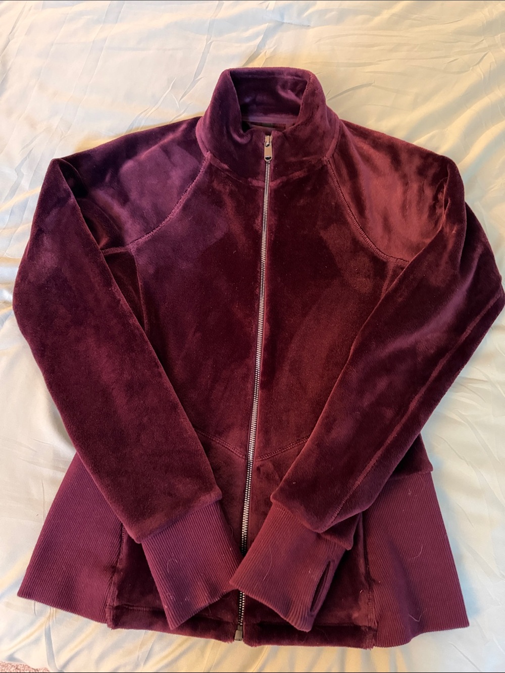 Athleta Plush Full-Zip Teddy Jacket in Deep Plum size small